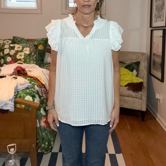 Source Unknown White Ruffle Blouse - Picture 2 of 5